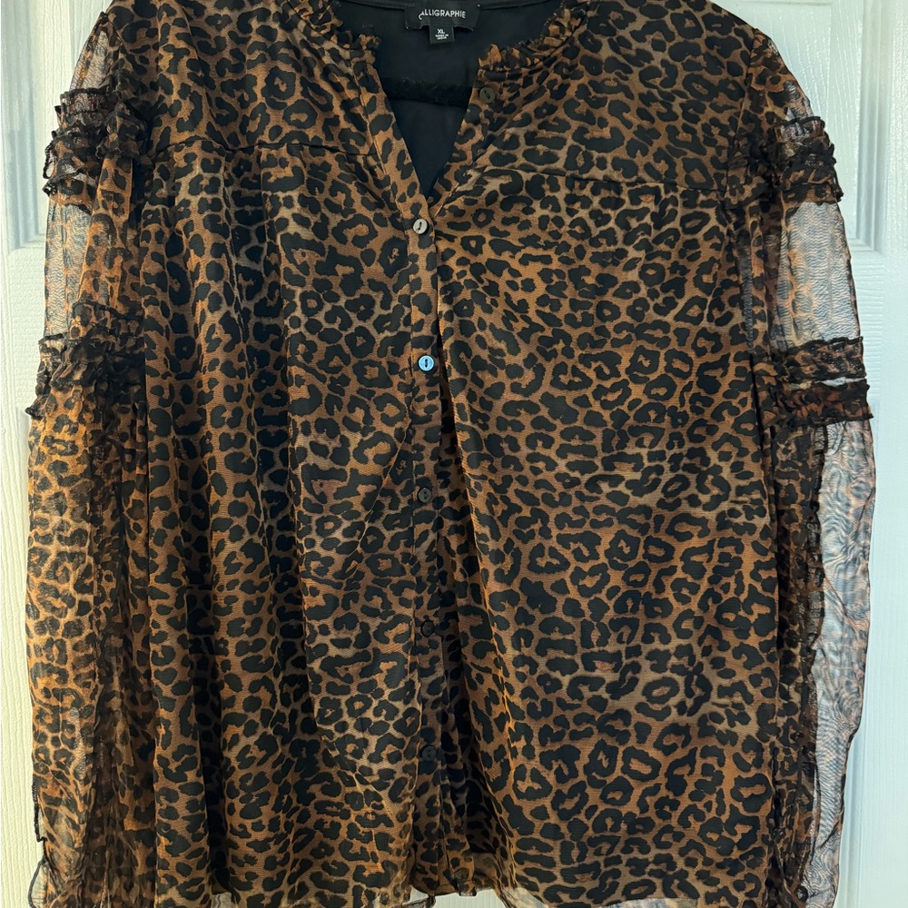 Chic Leopard Print Sheer Top